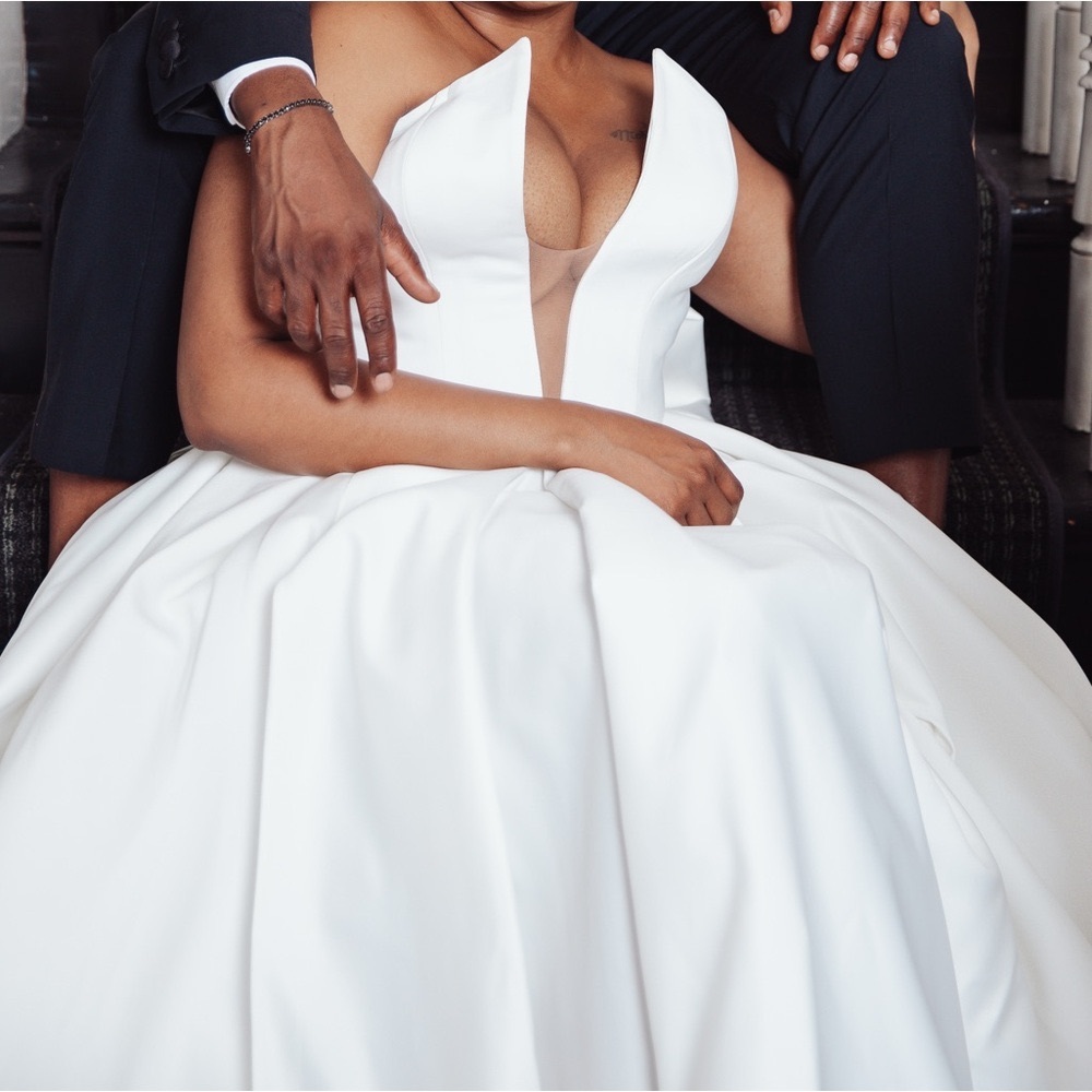 Tea Length Wedding Dress | Lia Stublla | A Line |White | Right Side Slit